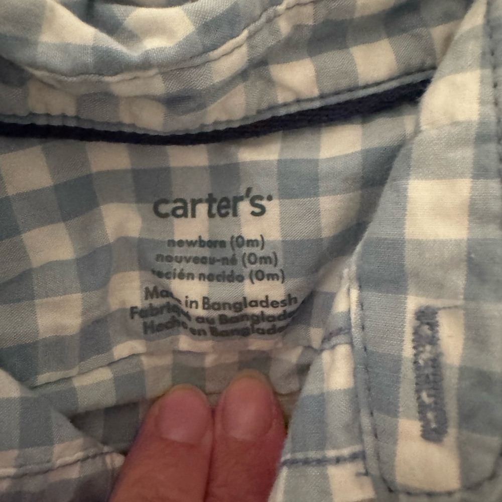 Carter's Blue Checkered Suspenders Outfit-NB - Picture 4 of 4